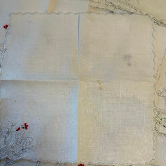 Vtg Rooster Embroidered Linen Cocktail Napkins 11 napkins 3 Coasters - Picture 6 of 8